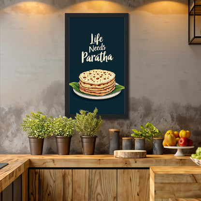 Life Needs Paratha Wall Frame Set of 1