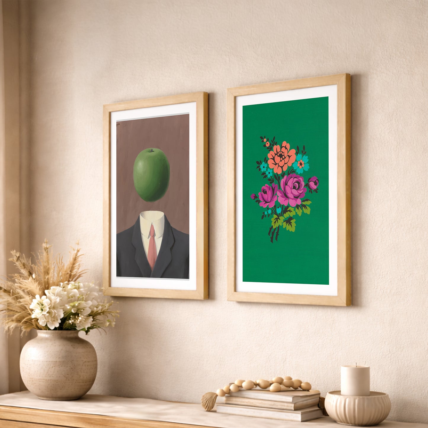 Surreal Apple & Floral Wall Art Set