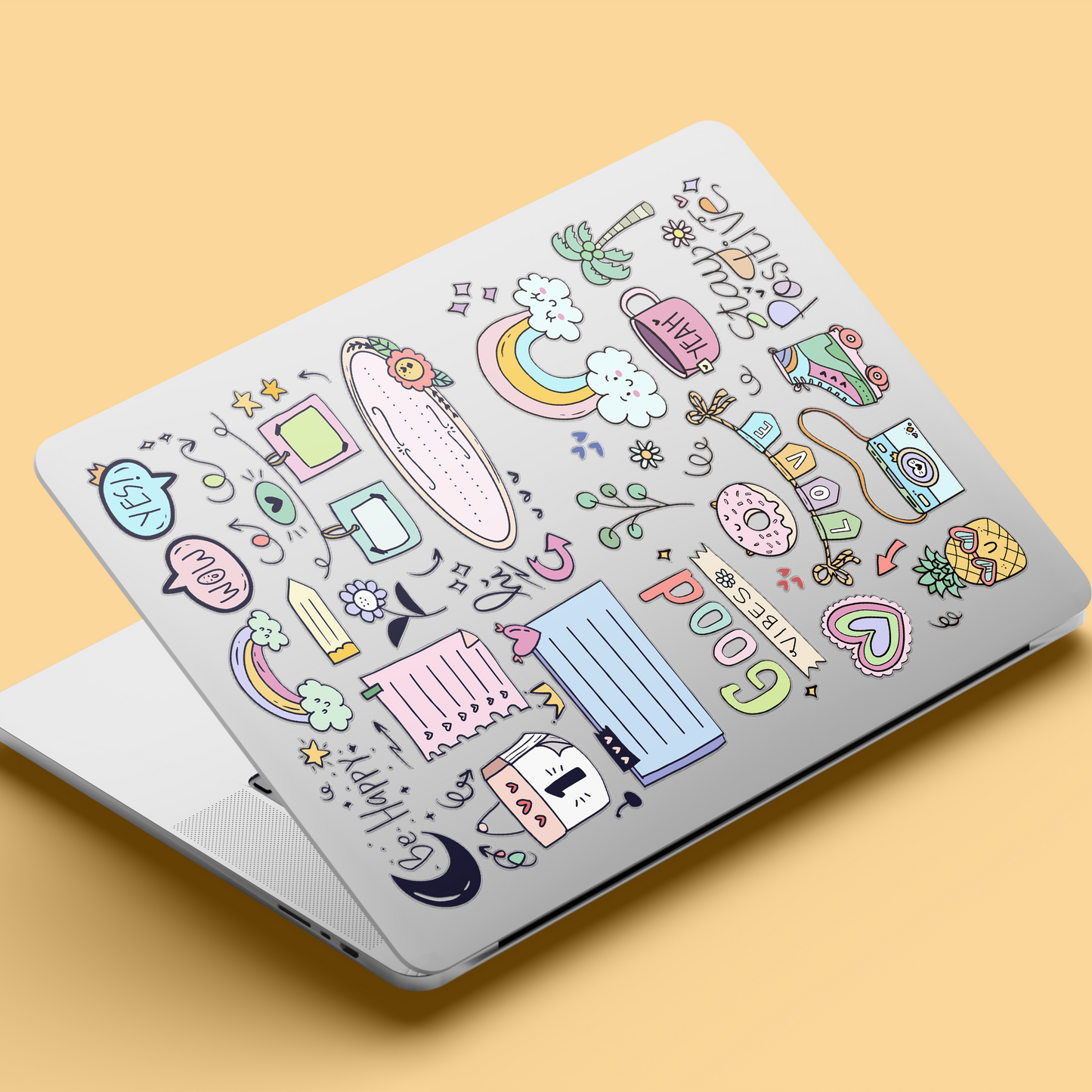 Pastel Rainbow, Star, and Cloud Pattern Stickers