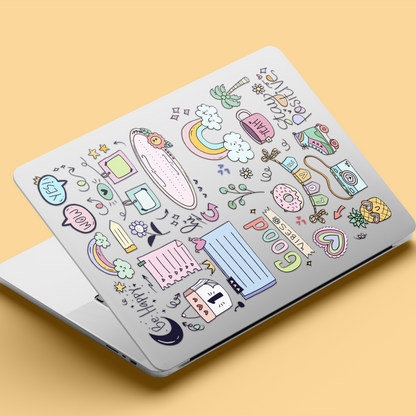 Pastel Rainbow, Star, and Cloud Pattern Stickers
