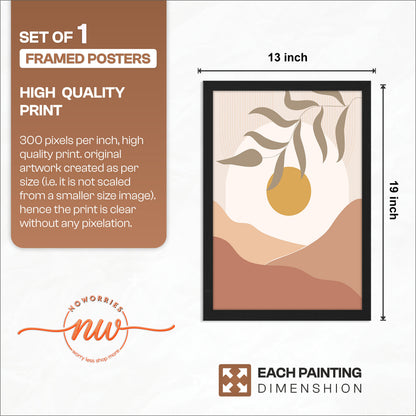 Minimalist Golden Sun Leaf Wall Art – Set of 1