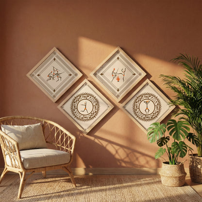 Warli Heritage Wall Art Set of 4