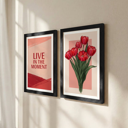 Live in the Moment Floral Wall Art Set of 2