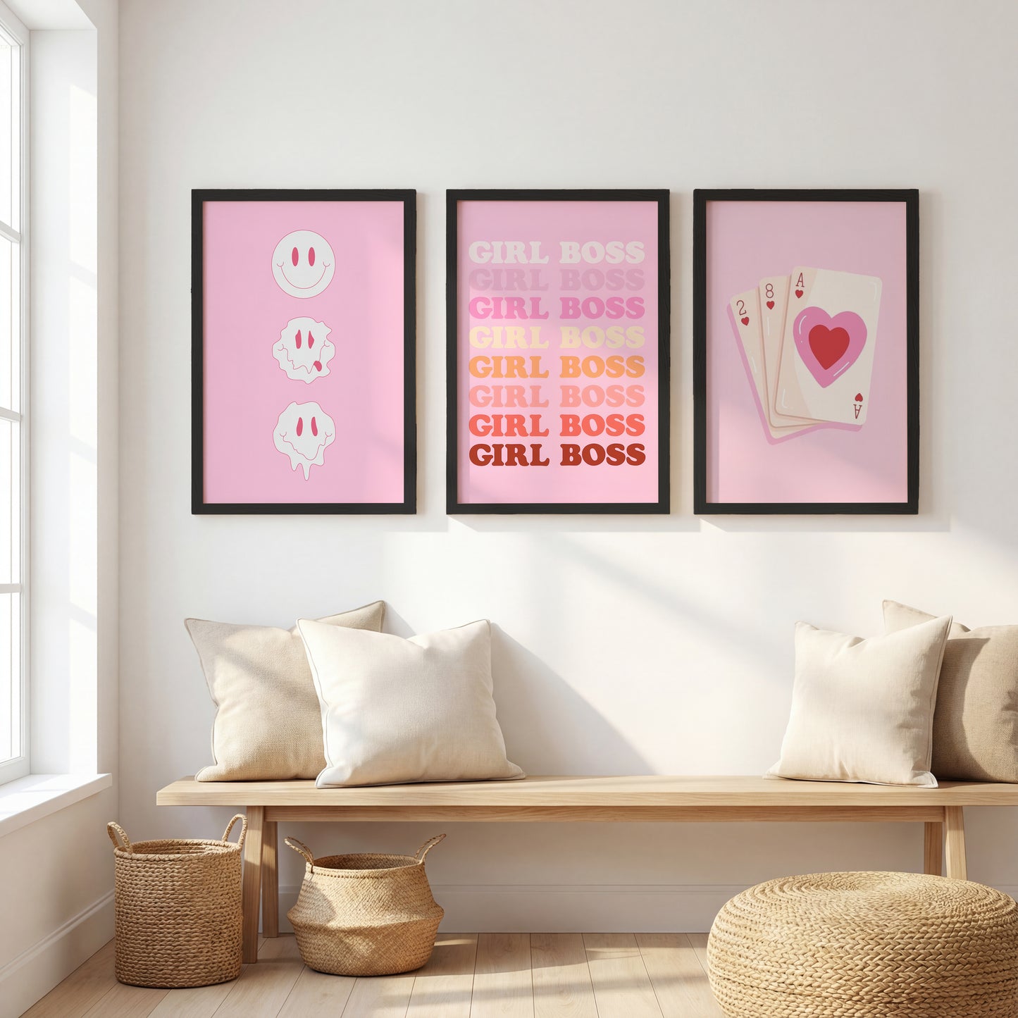 Pink Girl Boss Wall Art Set
