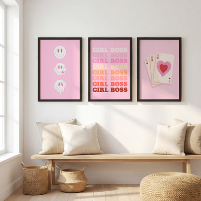 Pink Girl Boss Wall Art Set