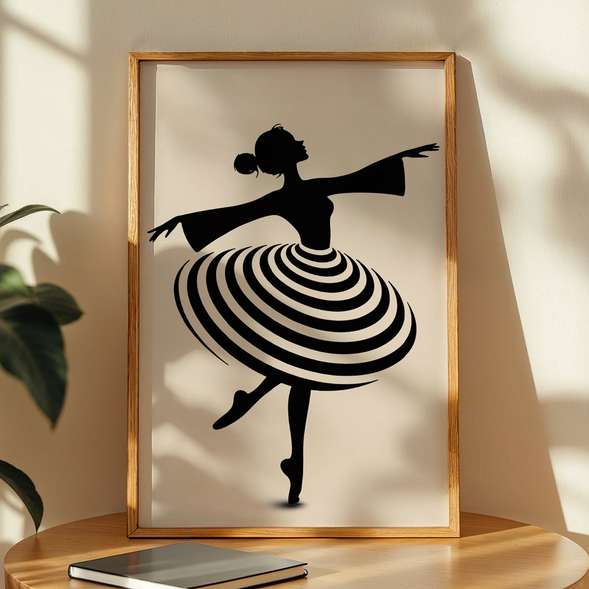 Modern Ballet Dancer Silhouette Framed Wall Art