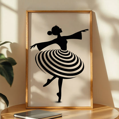 Modern Ballet Dancer Silhouette Framed Wall Art