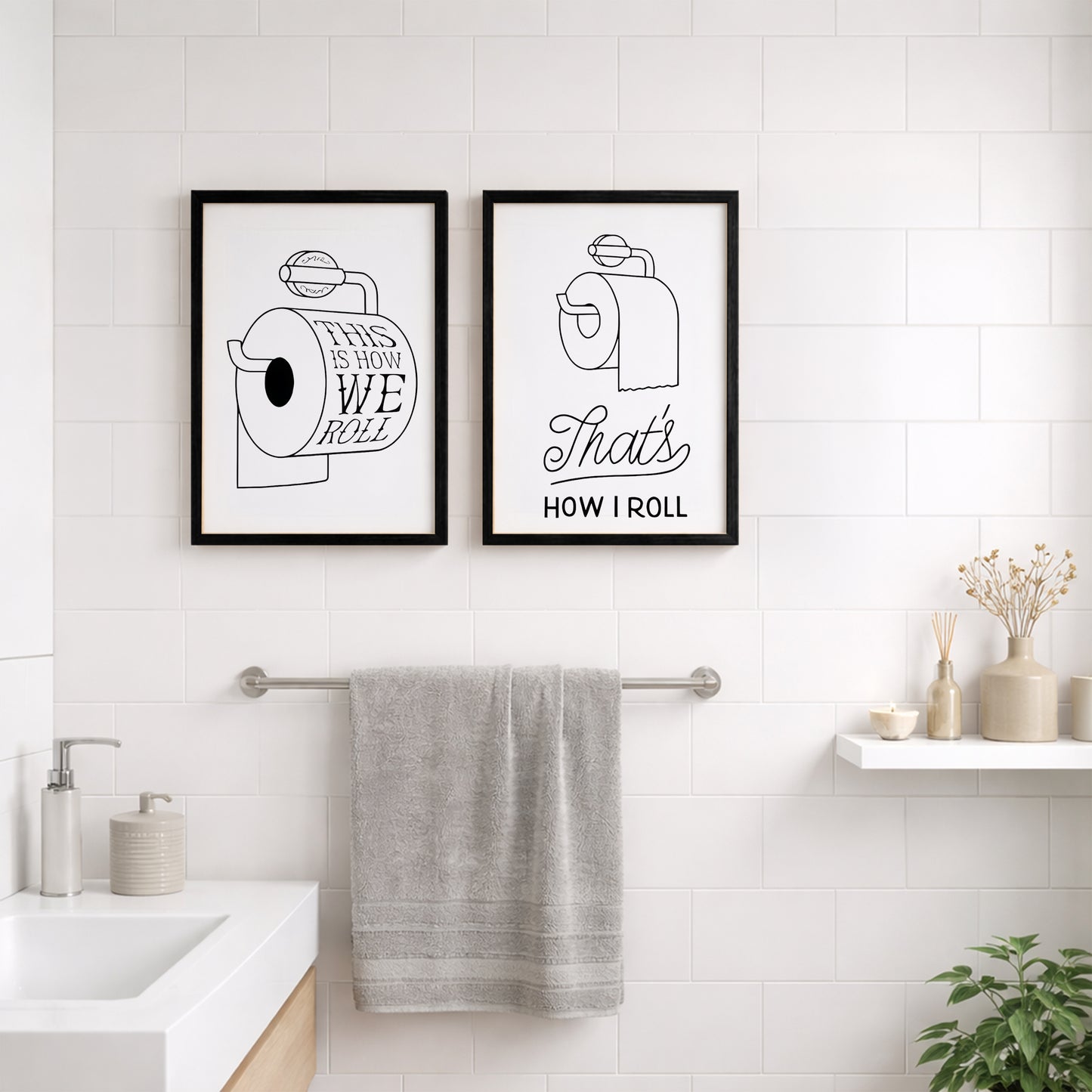 This Is How We Roll Toilet Humor Frame Set of 2