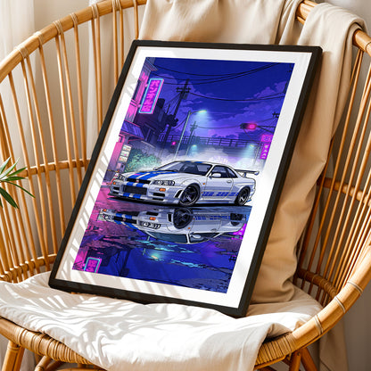 Cyberpunk Supercar Frame Print