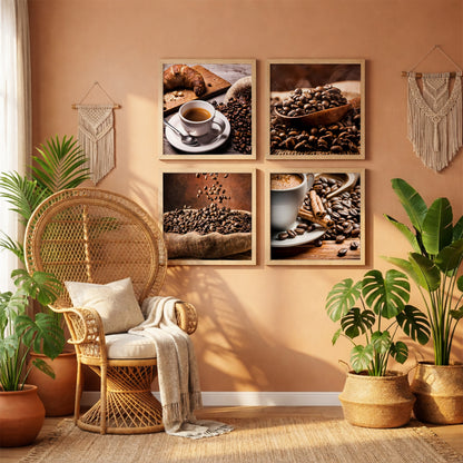 Rustic Coffee Wall Art Set of 4