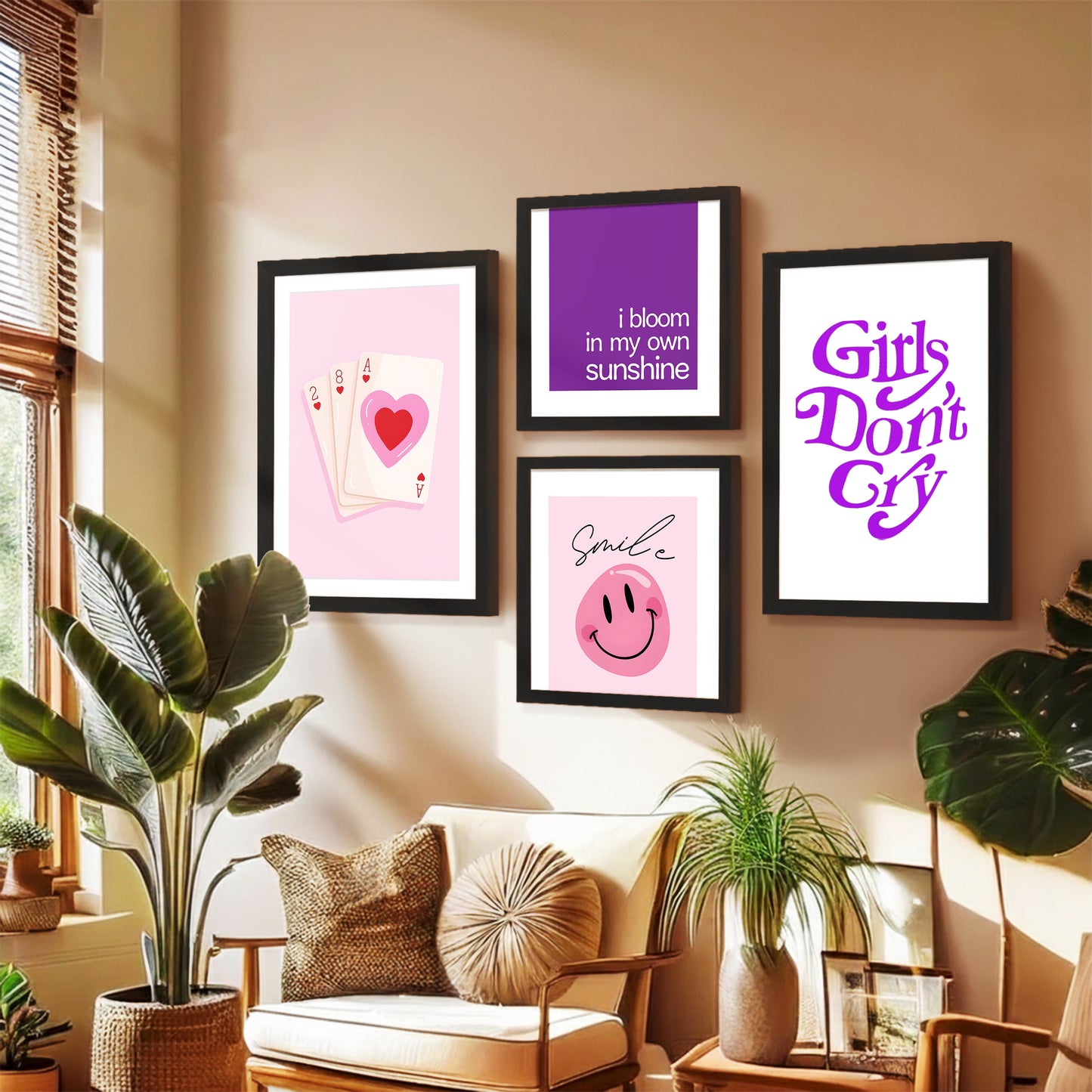 Pink Aesthetic Wall Art Set of 4