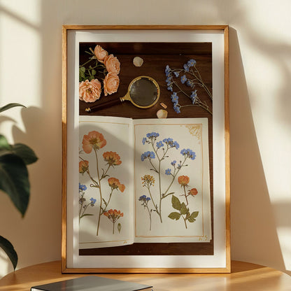 Vintage Botanical Journal Framed Wall Art Print