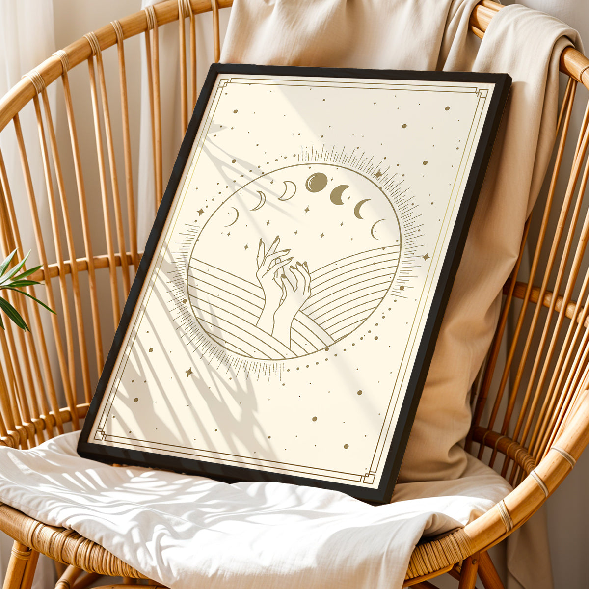 Celestial Moon Phase Hands Mystic Wall Art