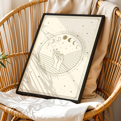Celestial Moon Phase Hands Mystic Wall Art