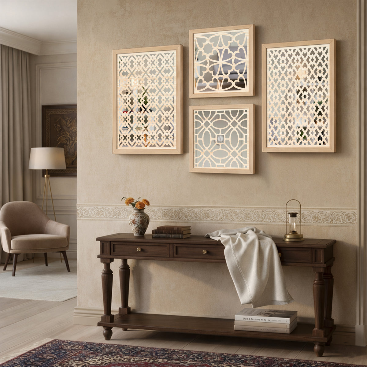 Moroccan Circle Mirror Art Set of 4