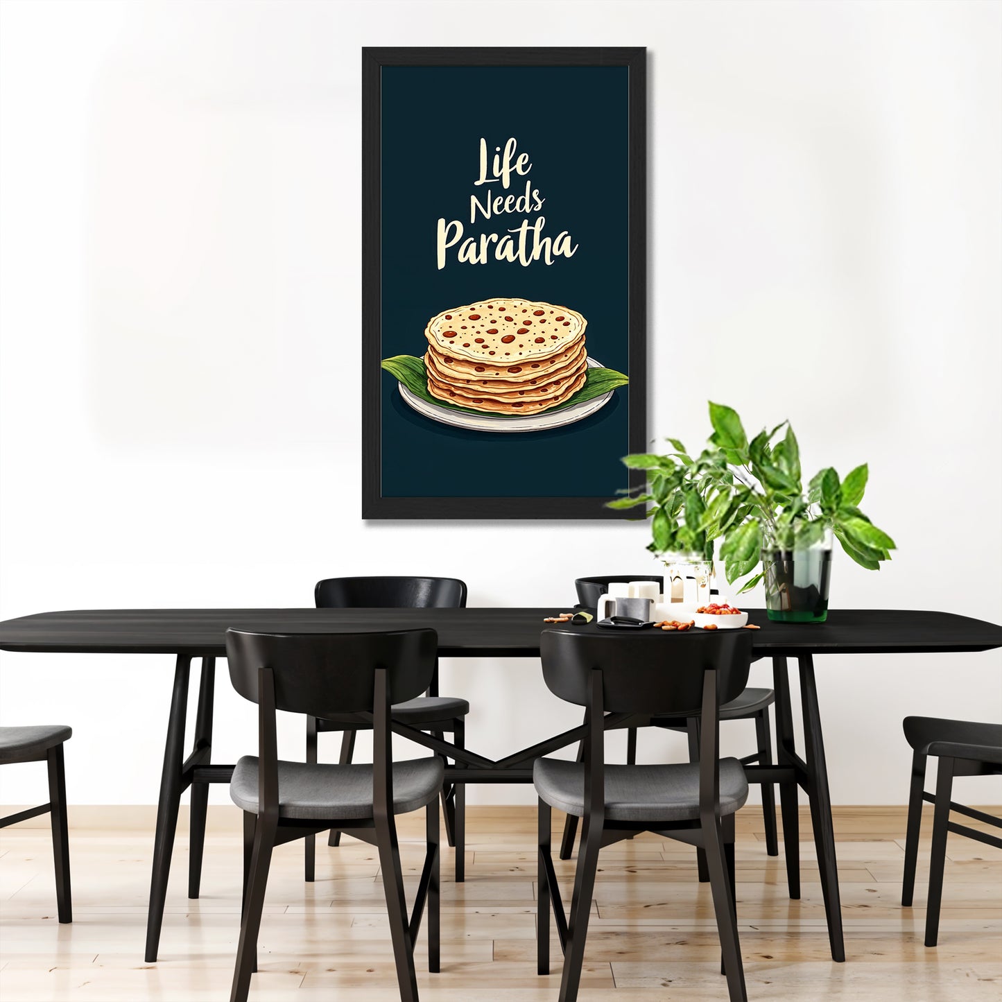 Life Needs Paratha Wall Frame Set of 1
