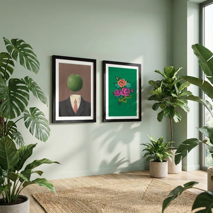Surreal Apple & Floral Wall Art Set