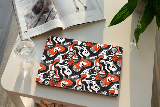 Red Black Abstract Wave Laptop Skin