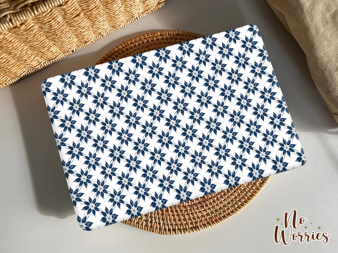 Indigo Tile Floral Laptop Skin