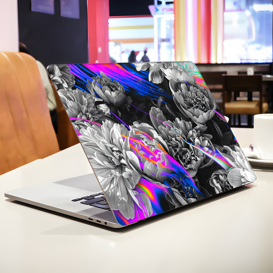 Monochrome Floral Neon Laptop Skin