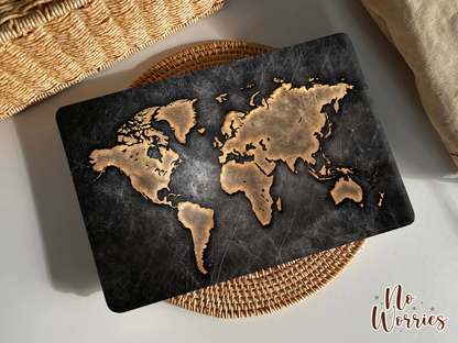 Vintage Gold World Map Laptop Skin