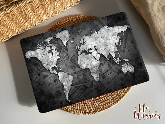 Monochrome World Map Laptop Skin