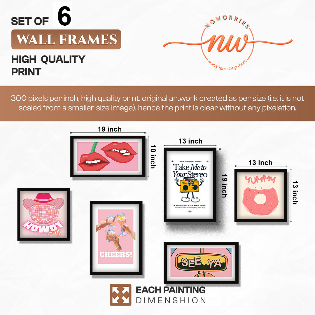Bubblegum Wall Art Set of 6
