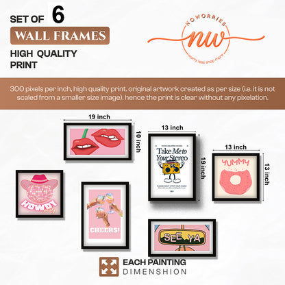 Bubblegum Wall Art Set of 6