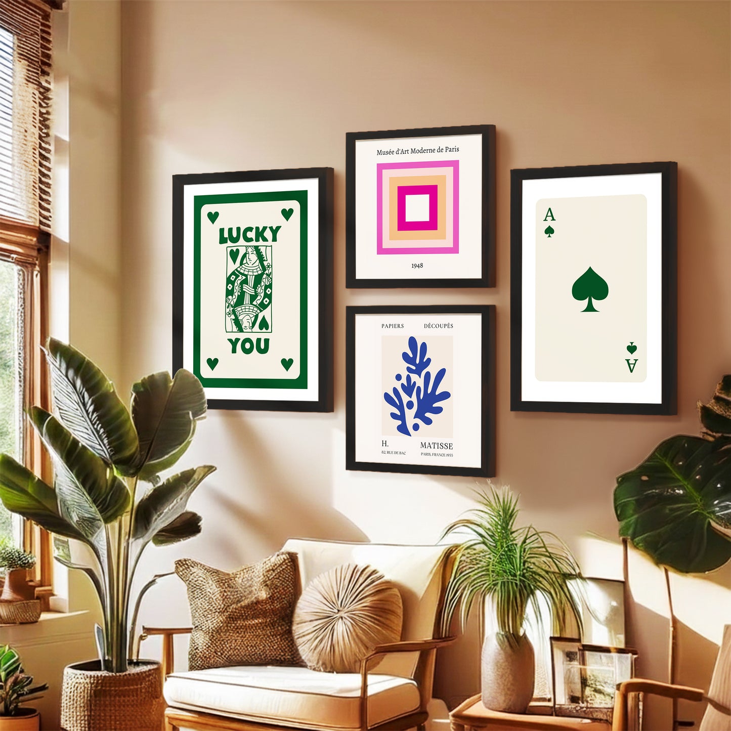 Lucky Card Wall Decor Set of 4