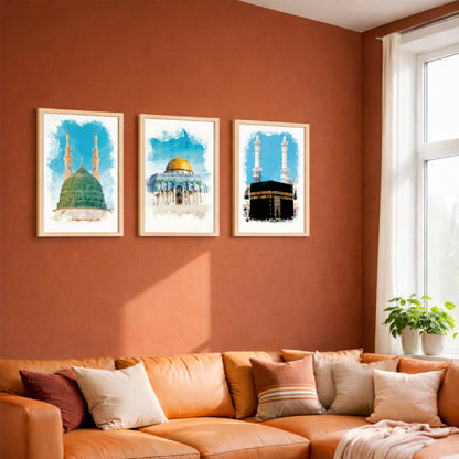 Islamic Sacred Landmarks Wall Art Set – 3