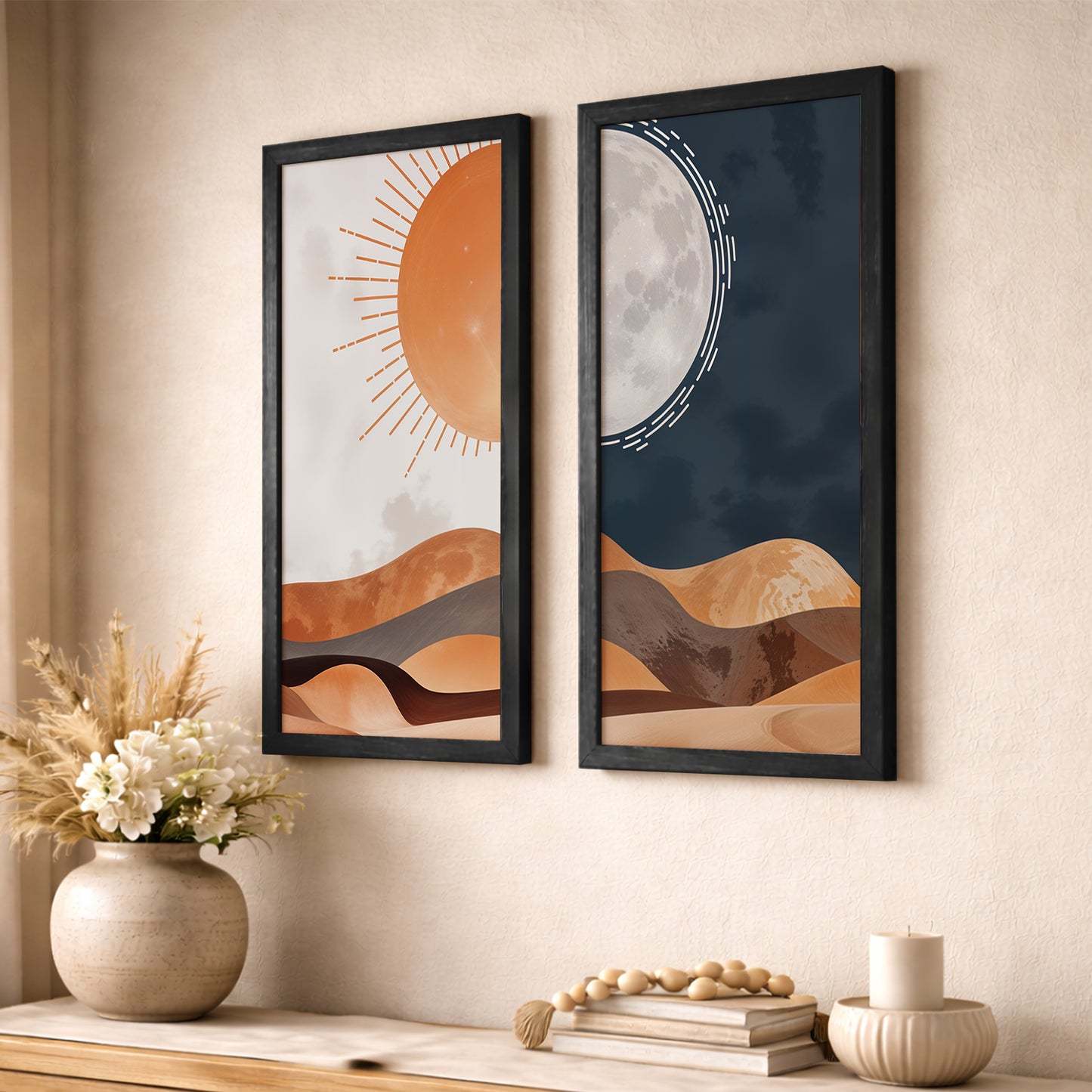 Sun & Moon Desert Wall Art Set of 2