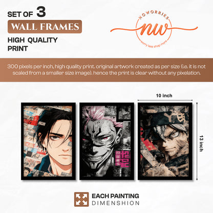 Anime Heroes Wall Art Set of 3