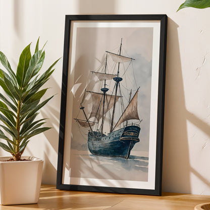 Vintage Sailing Ship Framed Wall Art Print
