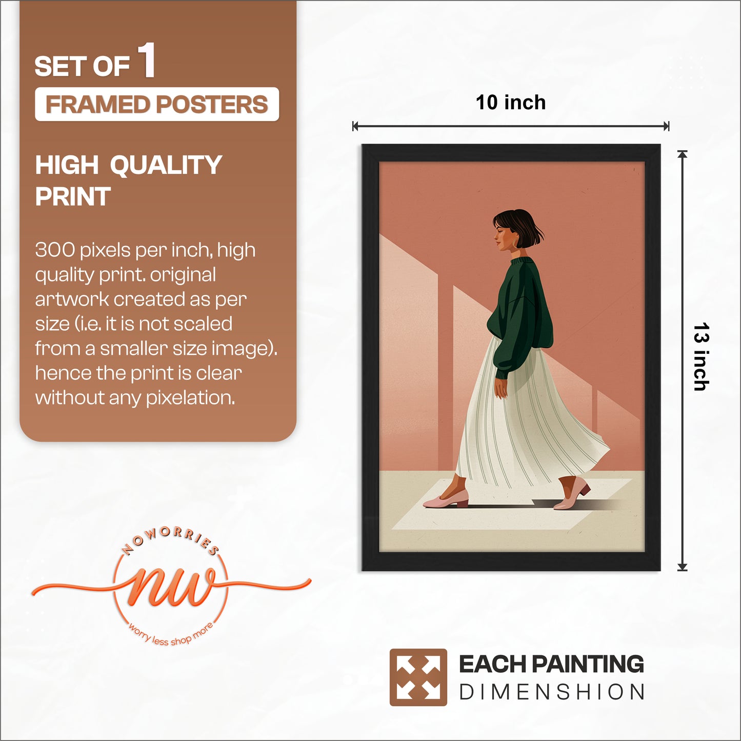 Minimalist Walking Woman Framed Wall Art