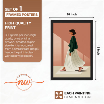 Minimalist Walking Woman Framed Wall Art
