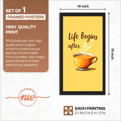 Life Begins After Tea Wall Frame Set of 1