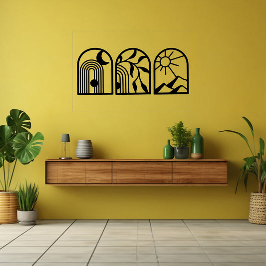 Abstract Arches Pinewood Wall Art