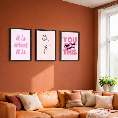 Pink Motivational Wall Frames Set of 3