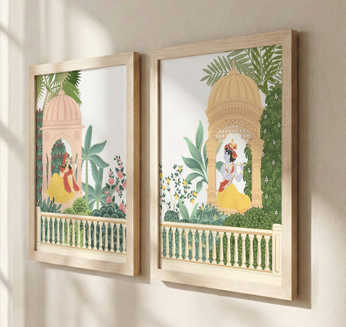 Traditional Indian Royal Couple Wall Art Set of 2