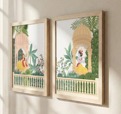 Traditional Indian Royal Couple Wall Art Set of 2