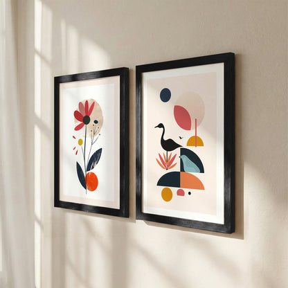 Abstract Modern Floral Wall Art Set of 2