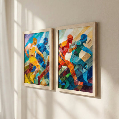 Dynamic Runner Art Poster Set of 2