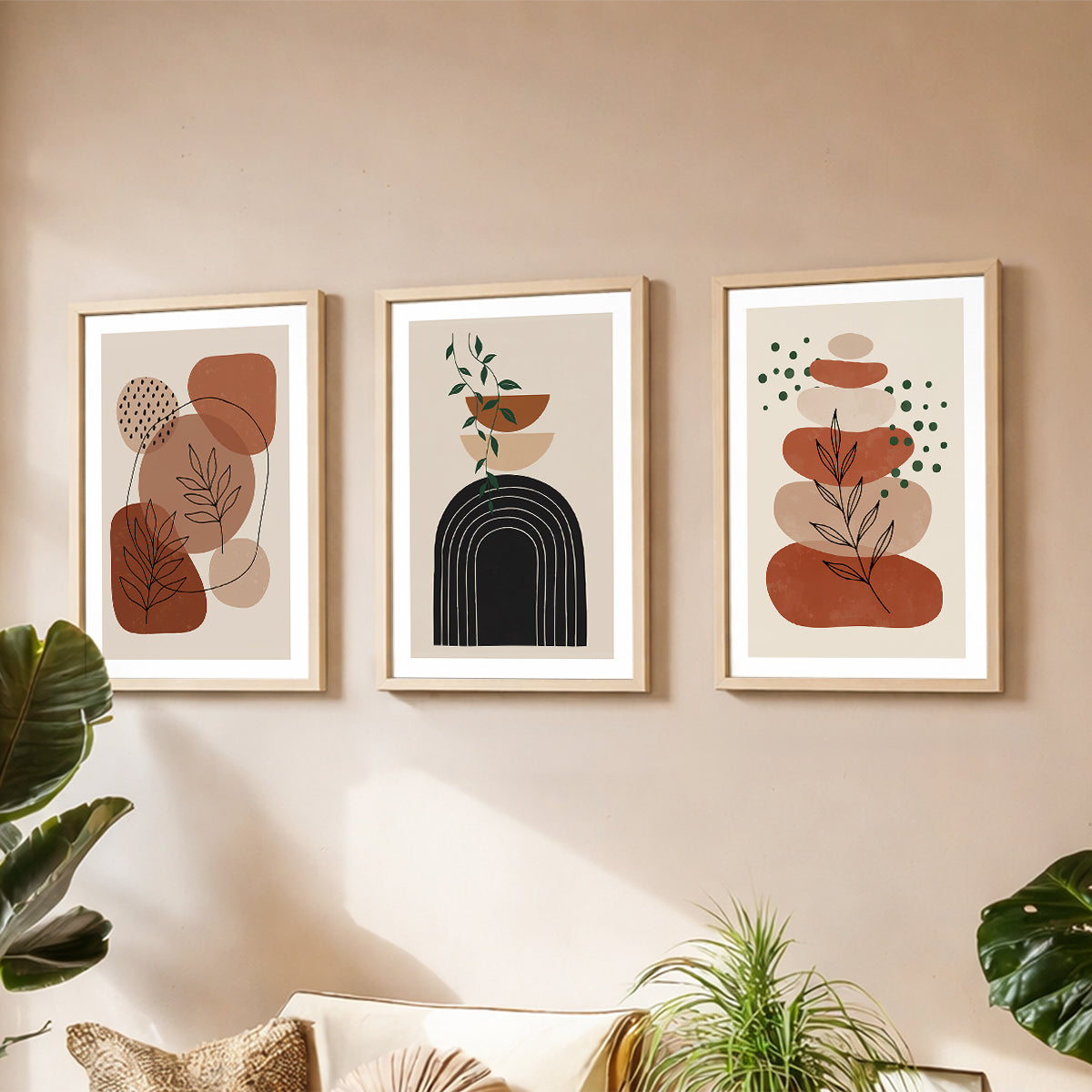 Boho Botanical Wall Art Set of 3
