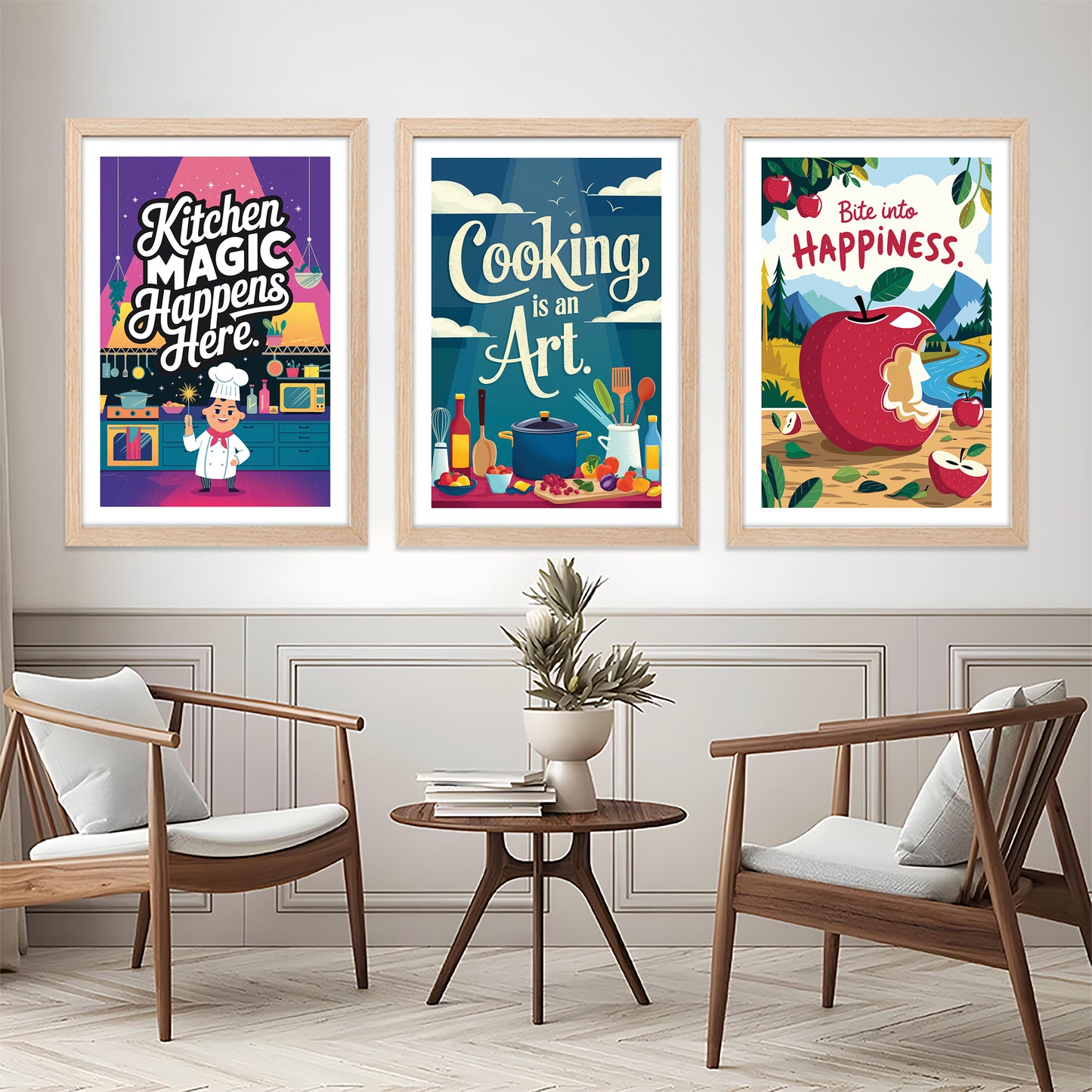 Retro Kitchen Magic Poster Art Set Wall Frame