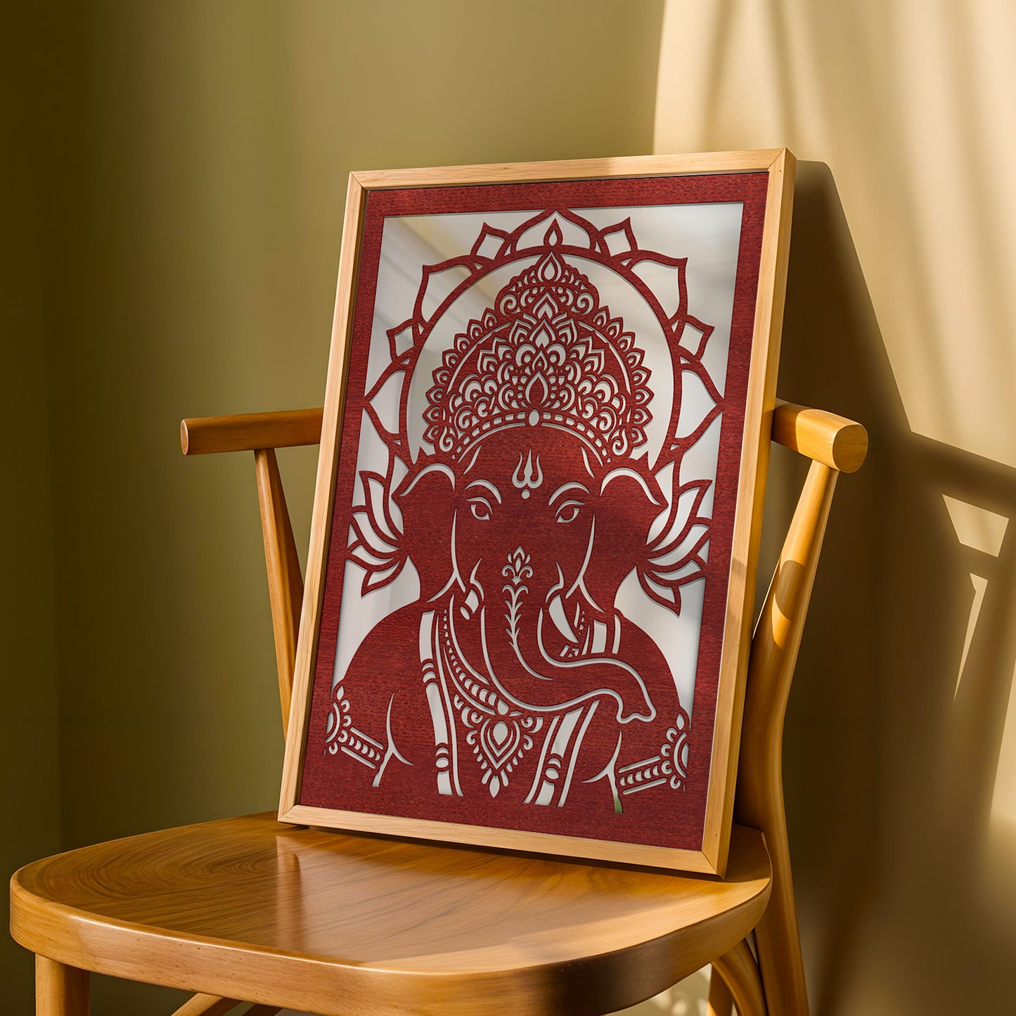 Ganesha Pinewood Laser wall Art