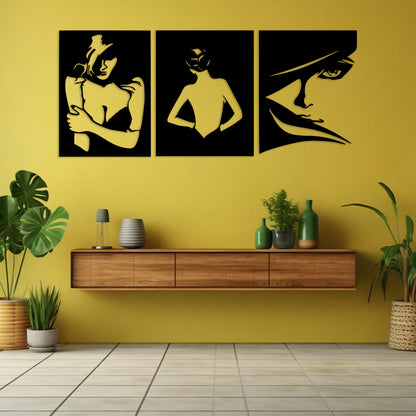 Abstract Women Pinewood Wall Art