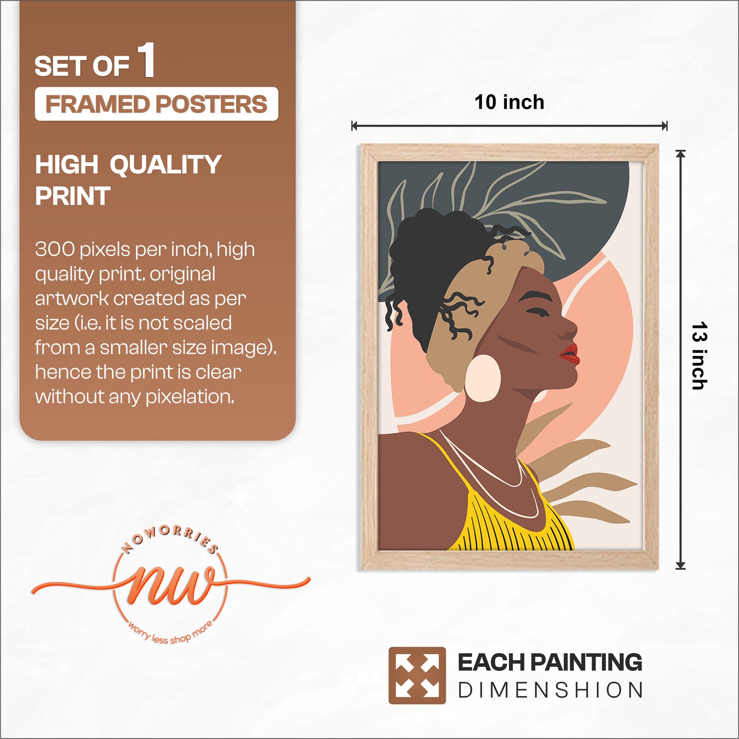Modern Abstract African Woman Framed Wall Art
