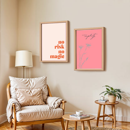 No Risk No Magic Inspirational Wall Art Set of 2