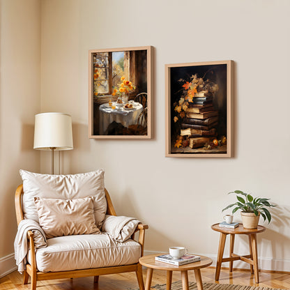 Cozy Autumn Still Life Art Set of 2