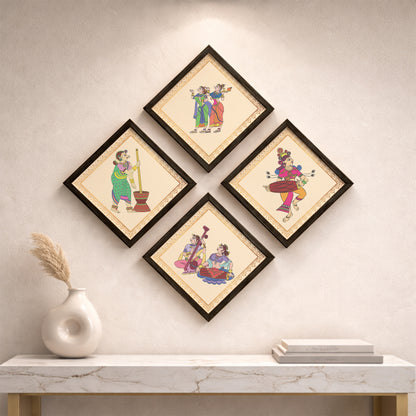 Folk Melody Wall Art Set of 4